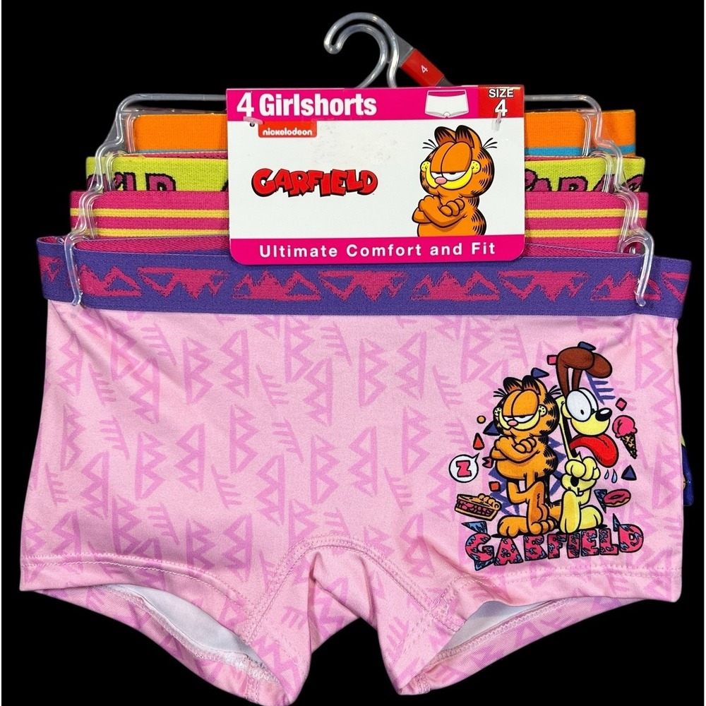 Nickelodeon Garfield Girls 4 Pack Light Cool Girl shorts Underwear Size 4NWT